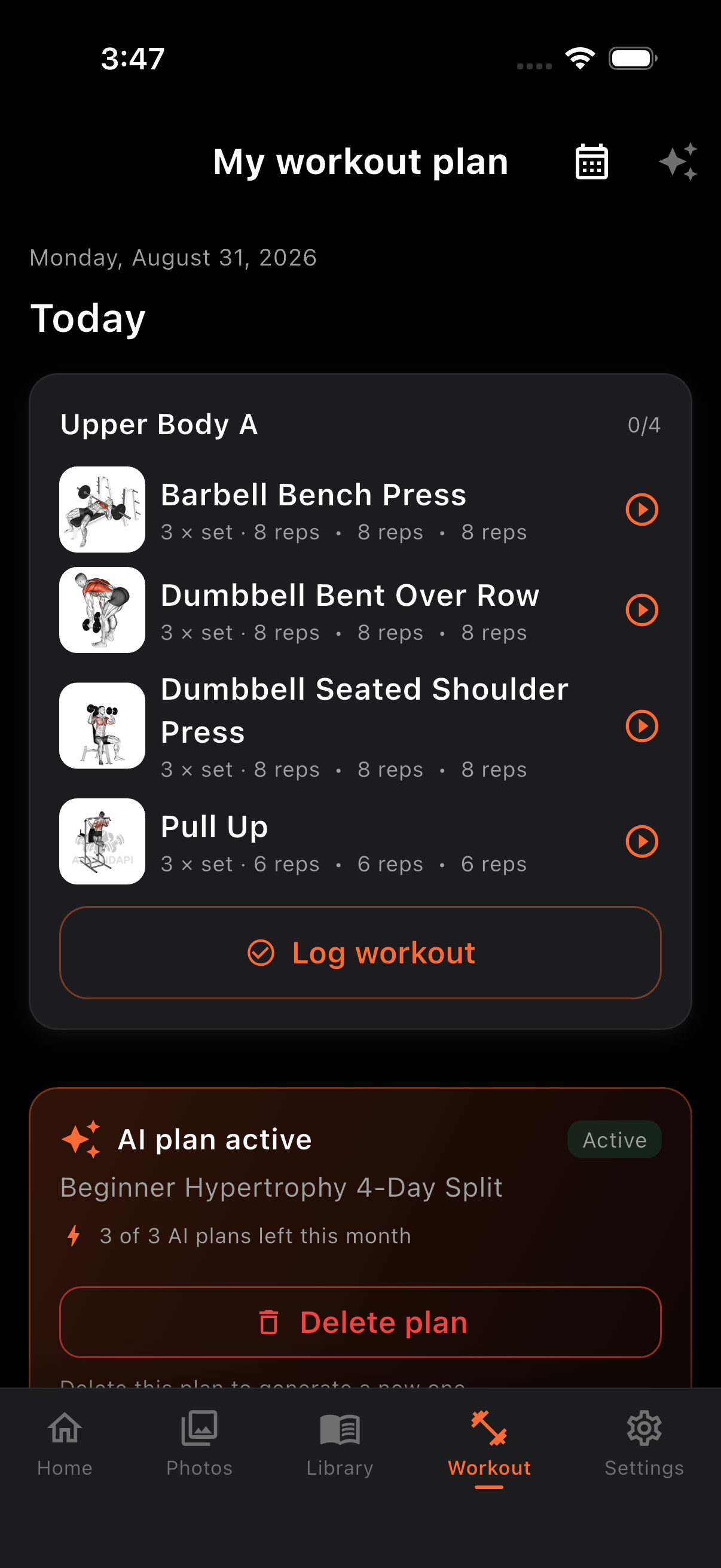 AI Powered Workout Plan